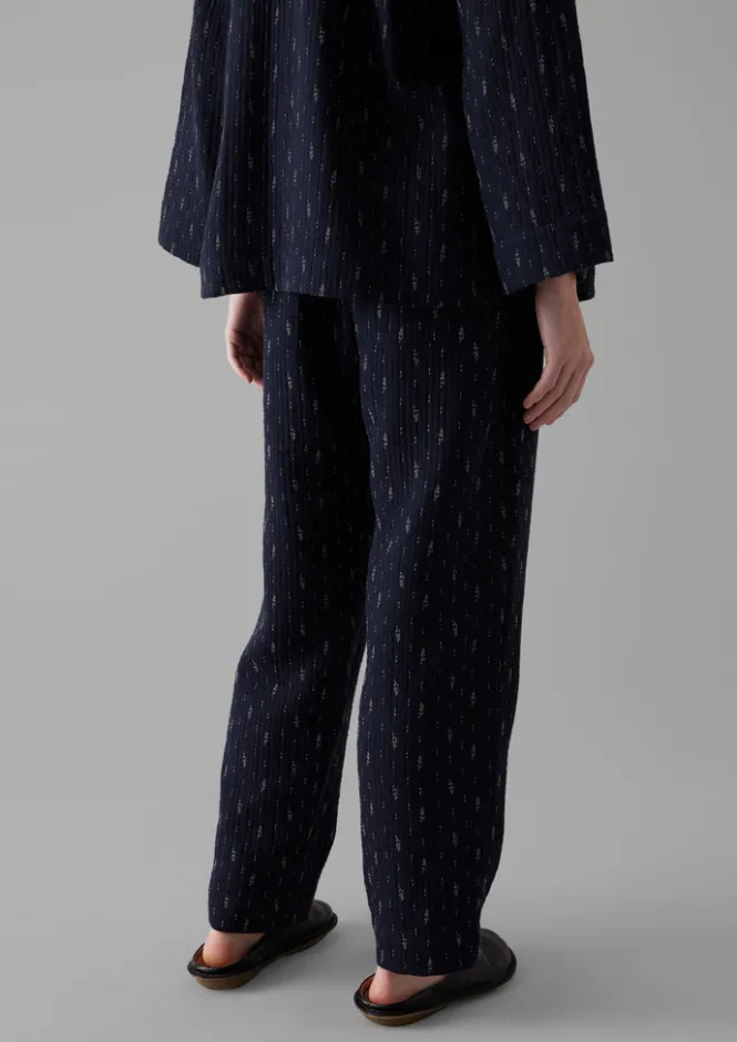 Loungewear|Trousers-TOAST Dobby Stitch Cotton Lounge Trousers IndigoBlue