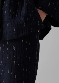 Loungewear|Trousers-TOAST Dobby Stitch Cotton Lounge Trousers IndigoBlue