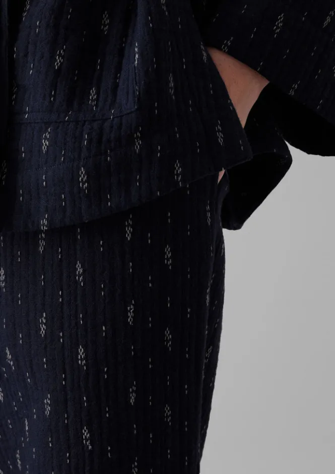 Loungewear|Trousers-TOAST Dobby Stitch Cotton Lounge Trousers IndigoBlue