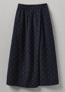 Loungewear|Skirts-TOAST Dobby Stitch Cotton Skirt Indigo/Blue