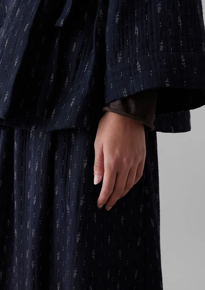 Loungewear|Skirts-TOAST Dobby Stitch Cotton Skirt Indigo/Blue