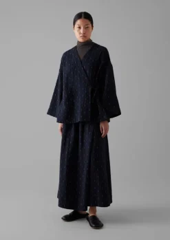 Loungewear|Skirts-TOAST Dobby Stitch Cotton Skirt Indigo/Blue