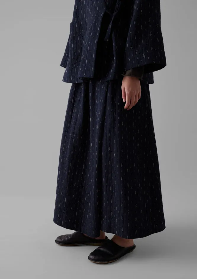 Loungewear|Skirts-TOAST Dobby Stitch Cotton Skirt Indigo/Blue
