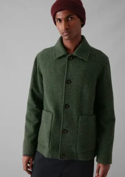 Coats & Jackets-TOAST Dogtooth Wool Chore Jacket ForestGreen