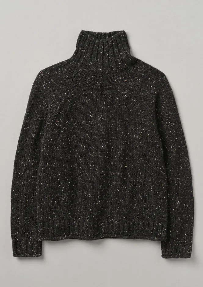 Knitwear-TOAST Donegal Roll Neck Sweater BlackMarl