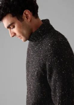 Knitwear-TOAST Donegal Roll Neck Sweater BlackMarl