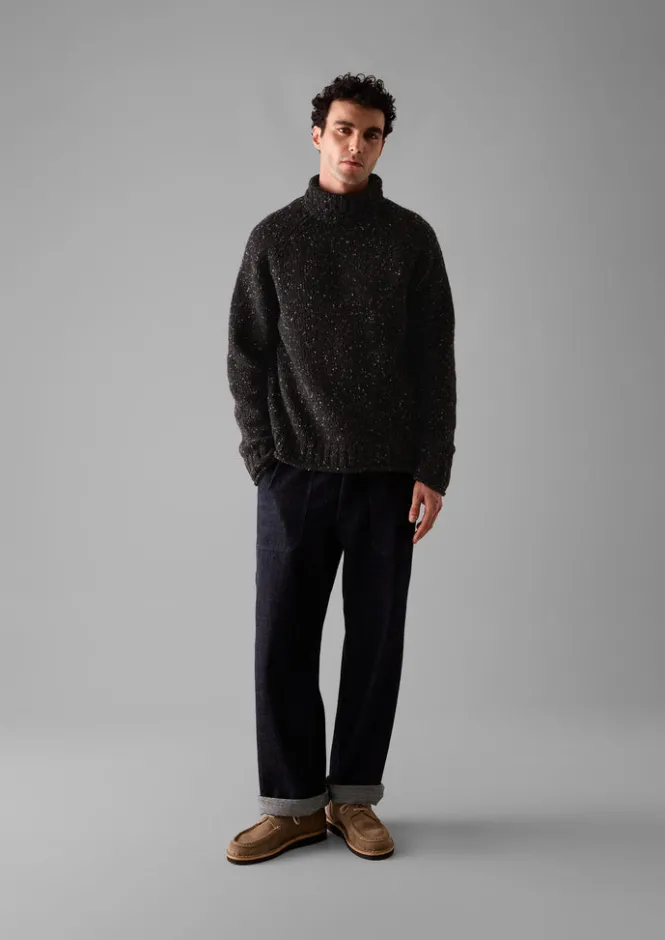 Knitwear-TOAST Donegal Roll Neck Sweater BlackMarl