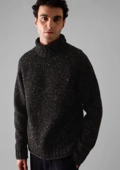 Knitwear-TOAST Donegal Roll Neck Sweater BlackMarl