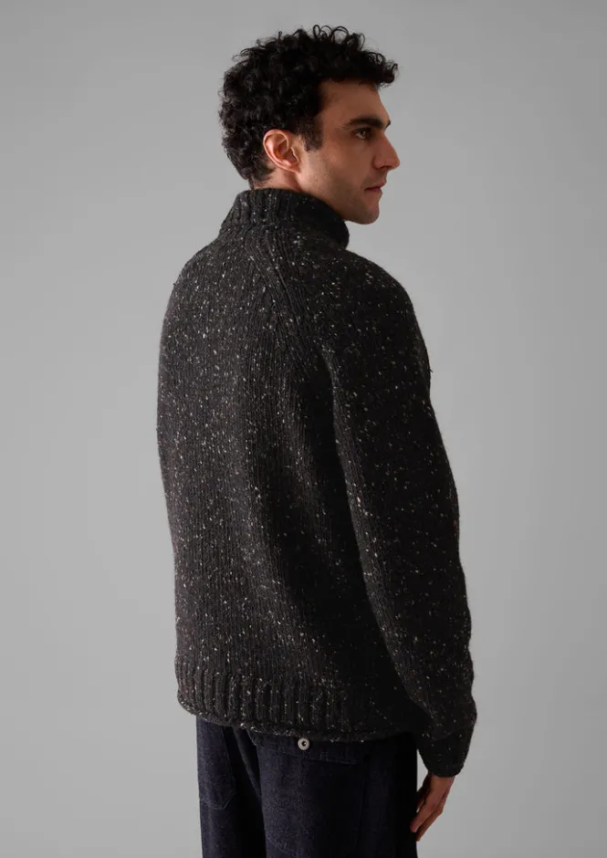 Knitwear-TOAST Donegal Roll Neck Sweater BlackMarl