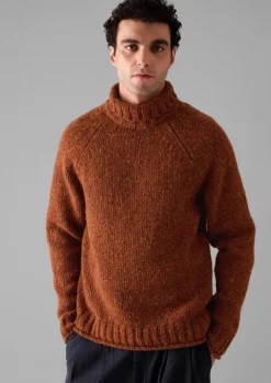 Knitwear-TOAST Donegal Roll Neck Sweater Copper