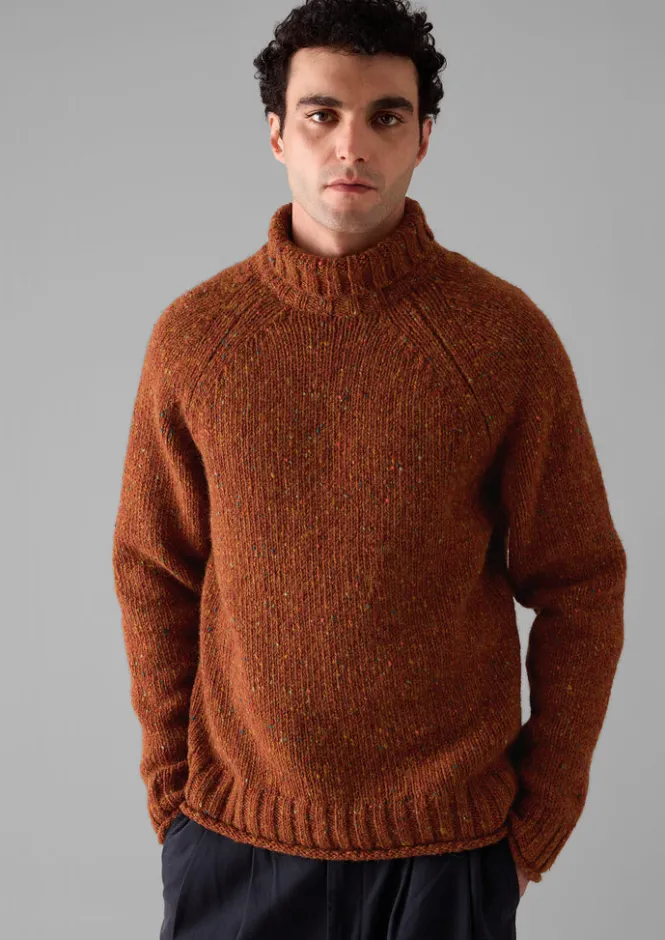 Knitwear-TOAST Donegal Roll Neck Sweater Copper