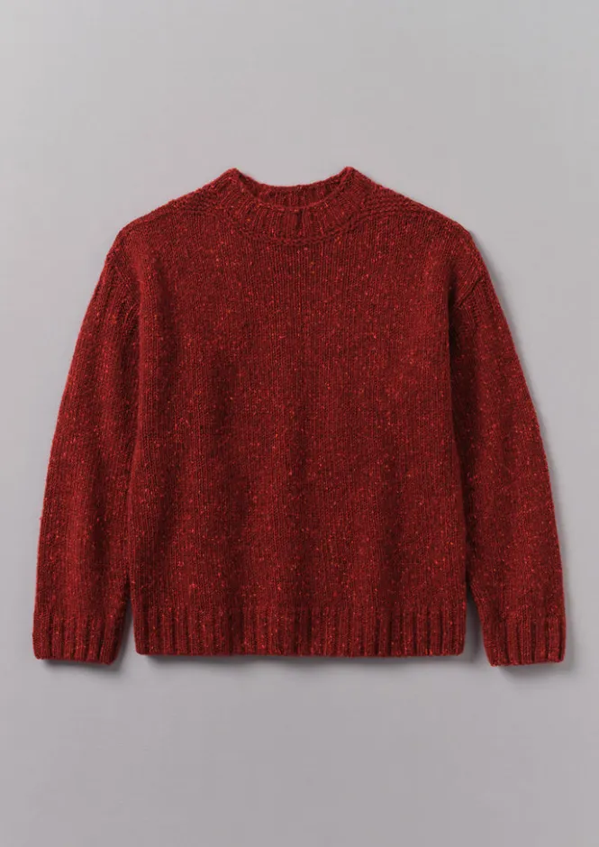 Knitwear-TOAST Donegal Wool High Neck Easy Sweater RedGranite