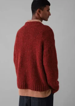 Knitwear-TOAST Donegal Wool High Neck Easy Sweater RedGranite