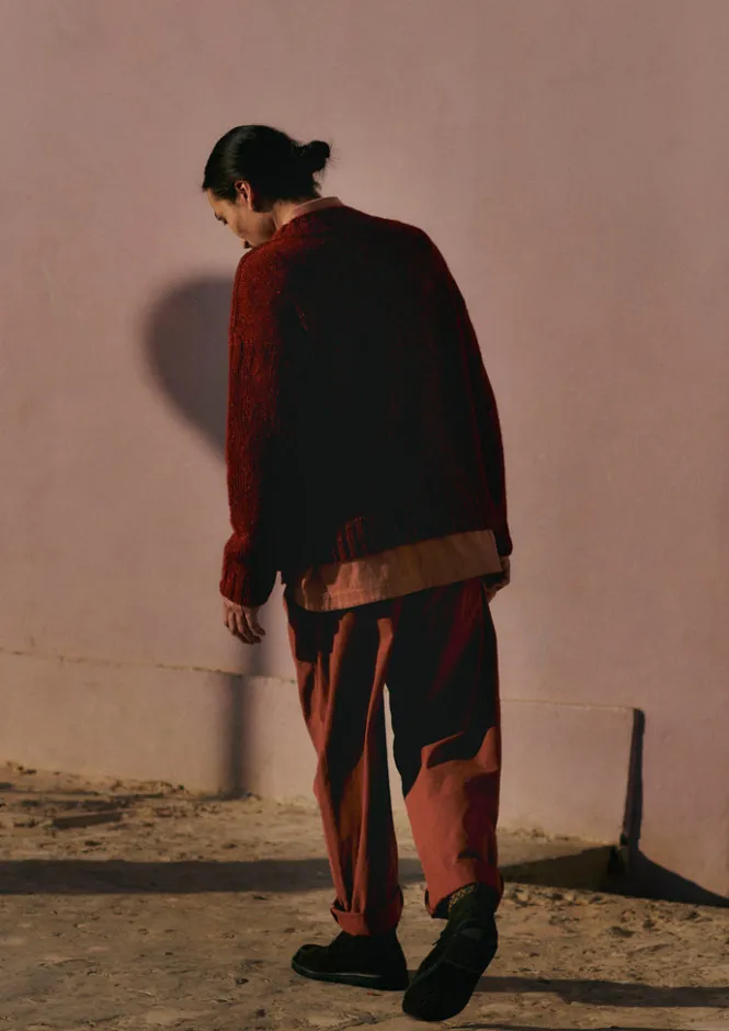 Knitwear-TOAST Donegal Wool High Neck Easy Sweater RedGranite