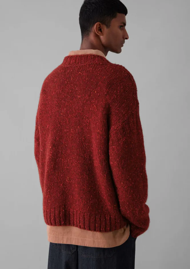 Knitwear-TOAST Donegal Wool High Neck Easy Sweater RedGranite
