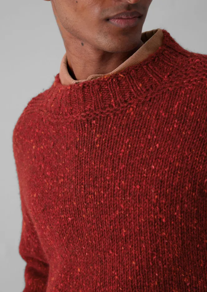 Knitwear-TOAST Donegal Wool High Neck Easy Sweater RedGranite
