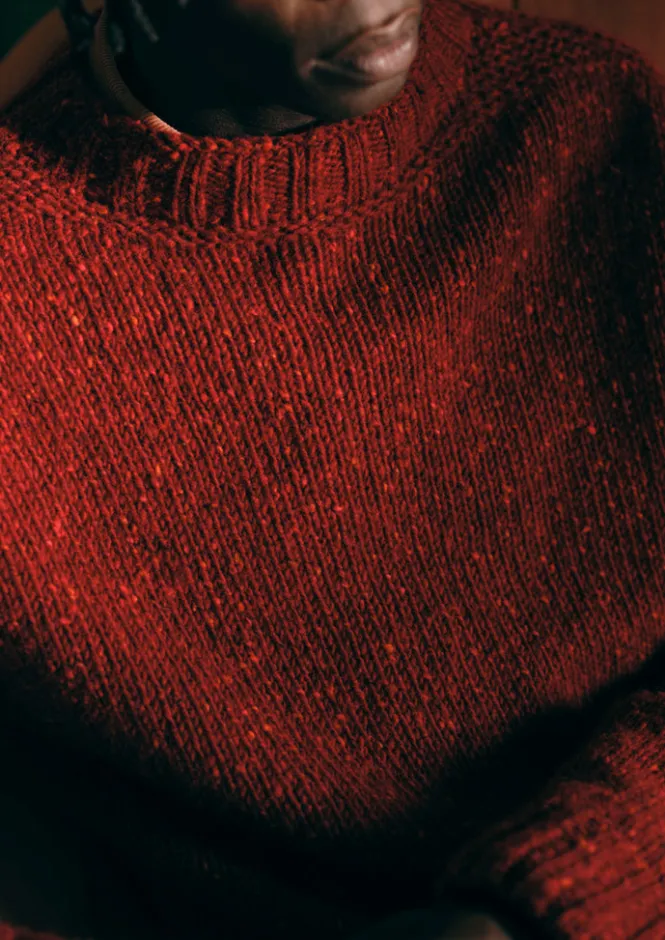 Knitwear-TOAST Donegal Wool High Neck Easy Sweater RedGranite