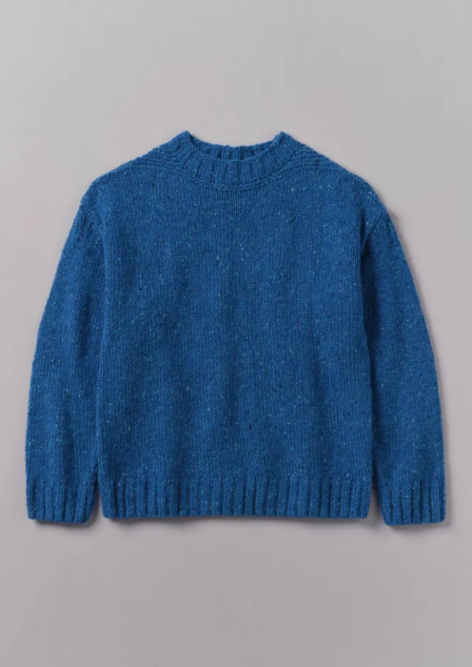 Knitwear-TOAST Donegal Wool High Neck Easy Sweater NeptuneBlue