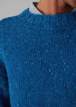 Knitwear-TOAST Donegal Wool High Neck Easy Sweater NeptuneBlue