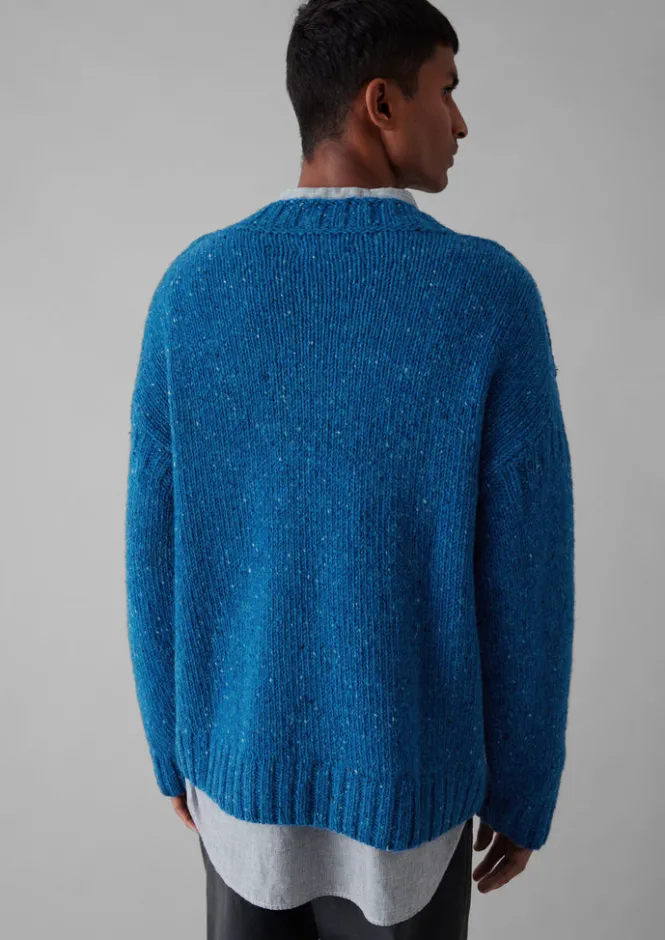 Knitwear-TOAST Donegal Wool High Neck Easy Sweater NeptuneBlue