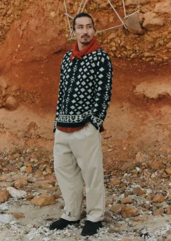 Knitwear-TOAST Donegal Wool Jacquard Sweater CharcoalMelange