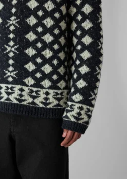 Knitwear-TOAST Donegal Wool Jacquard Sweater CharcoalMelange