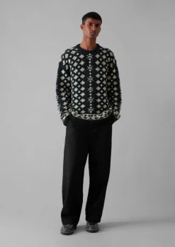 Knitwear-TOAST Donegal Wool Jacquard Sweater CharcoalMelange