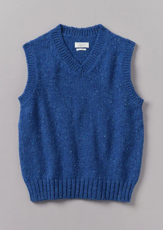 Knitwear-TOAST Donegal Wool Knitted Tank NeptuneBlue