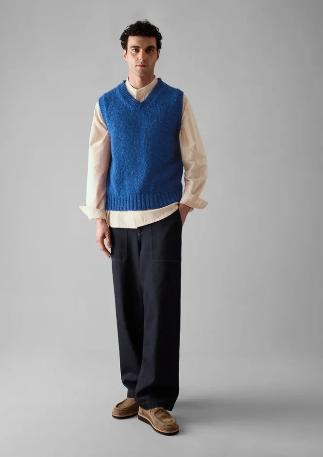 Knitwear-TOAST Donegal Wool Knitted Tank NeptuneBlue