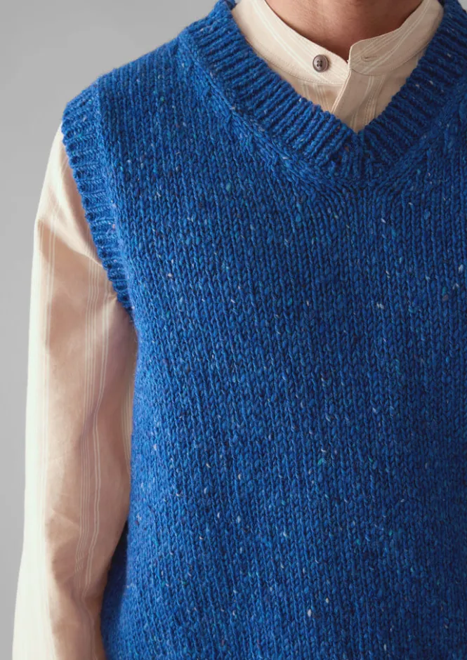 Knitwear-TOAST Donegal Wool Knitted Tank NeptuneBlue