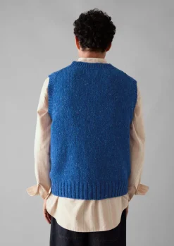 Knitwear-TOAST Donegal Wool Knitted Tank NeptuneBlue