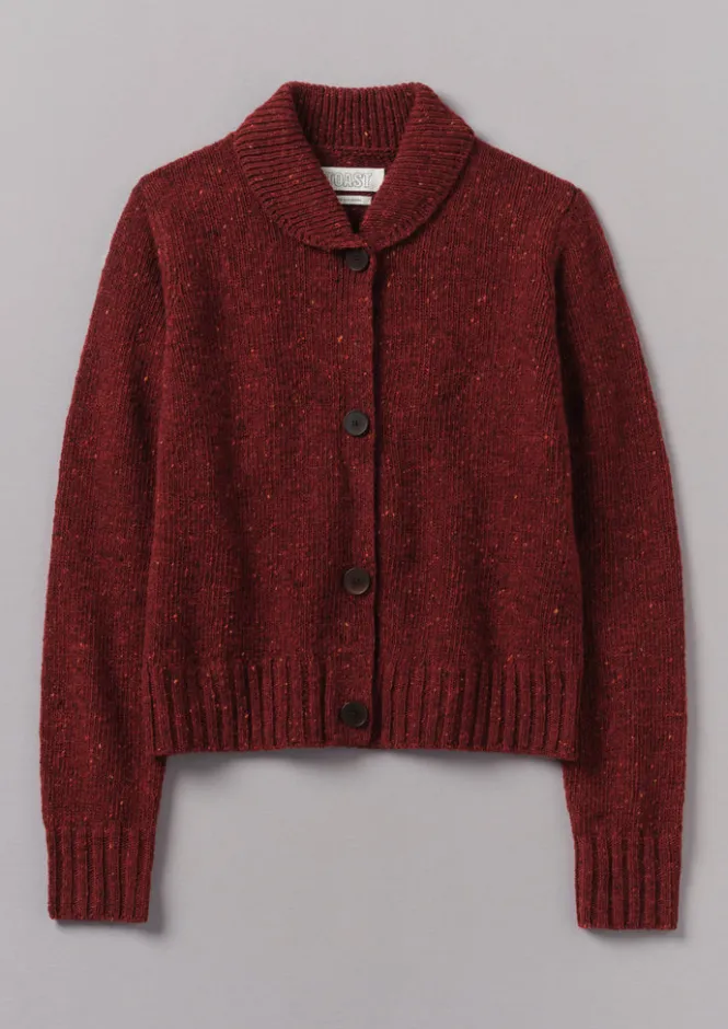Knitwear-TOAST Donegal Wool Round Collar Cardigan Russet