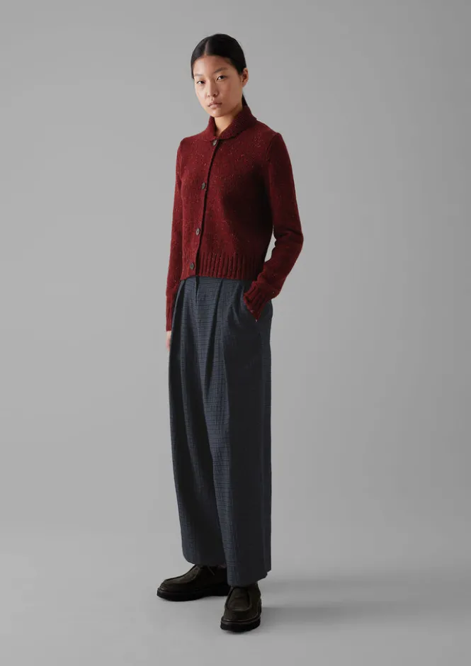 Knitwear-TOAST Donegal Wool Round Collar Cardigan Russet