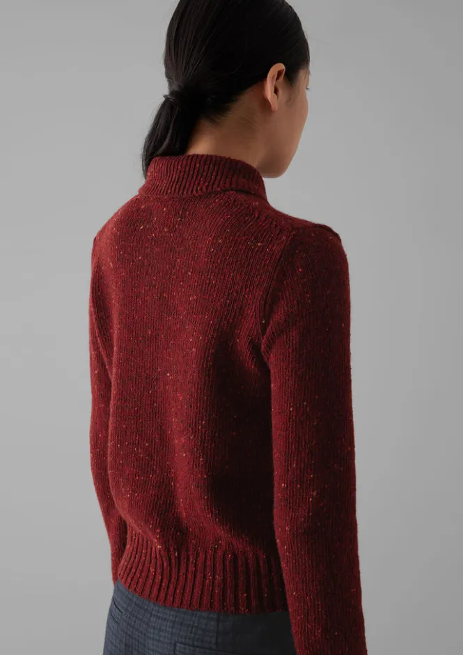 Knitwear-TOAST Donegal Wool Round Collar Cardigan Russet