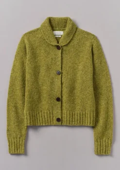 Knitwear-TOAST Donegal Wool Round Collar Cardigan Lime