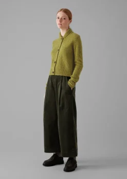 Knitwear-TOAST Donegal Wool Round Collar Cardigan Lime