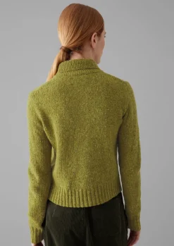Knitwear-TOAST Donegal Wool Round Collar Cardigan Lime