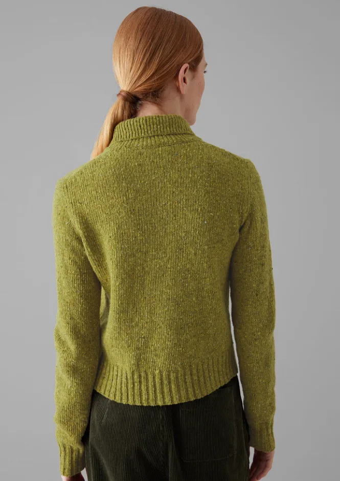 Knitwear-TOAST Donegal Wool Round Collar Cardigan Lime