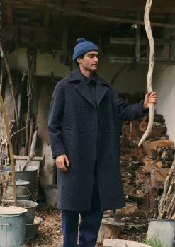 Coats & Jackets-TOAST Double Breasted Wool Overcoat NavyMelange