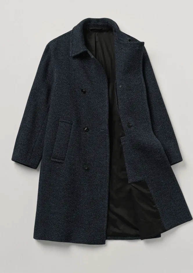 Coats & Jackets-TOAST Double Breasted Wool Overcoat NavyMelange
