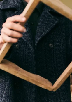 Coats & Jackets-TOAST Double Breasted Wool Overcoat NavyMelange