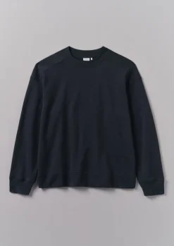 Tops & Tees|Shirts-TOAST Dropped Shoulder Loopback Jersey Sweatshirt Navy