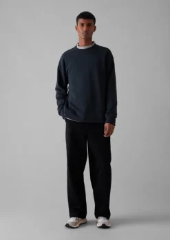 Tops & Tees|Shirts-TOAST Dropped Shoulder Loopback Jersey Sweatshirt Navy