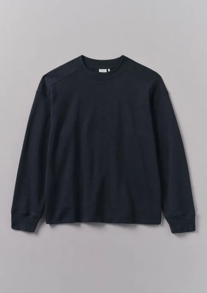Tops & Tees|Shirts-TOAST Dropped Shoulder Loopback Jersey Sweatshirt Navy