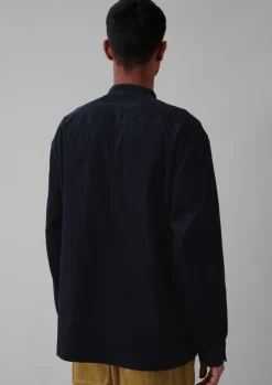 Cord|Shirts-TOAST Dropped Shoulder Organic Cord Grandad Shirt Navy