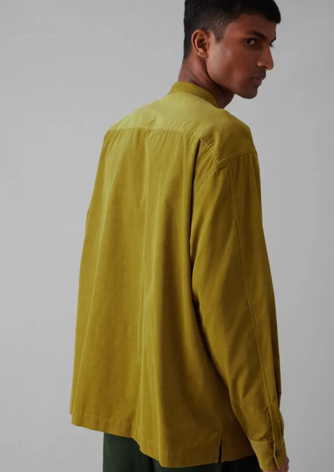 Cord|Shirts-TOAST Dropped Shoulder Organic Cord Grandad Shirt GoldenOlive