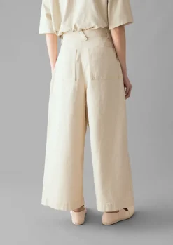 Denim|Jeans-TOAST Denim Pleat Front Trousers Ecru