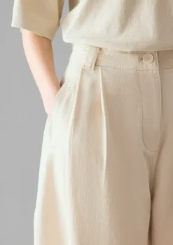Denim|Jeans-TOAST Denim Pleat Front Trousers Ecru