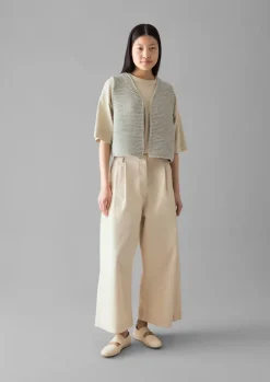 Denim|Jeans-TOAST Denim Pleat Front Trousers Ecru