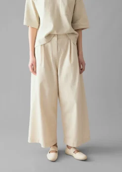 Denim|Jeans-TOAST Denim Pleat Front Trousers Ecru